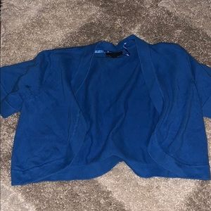 Short blue cardigan